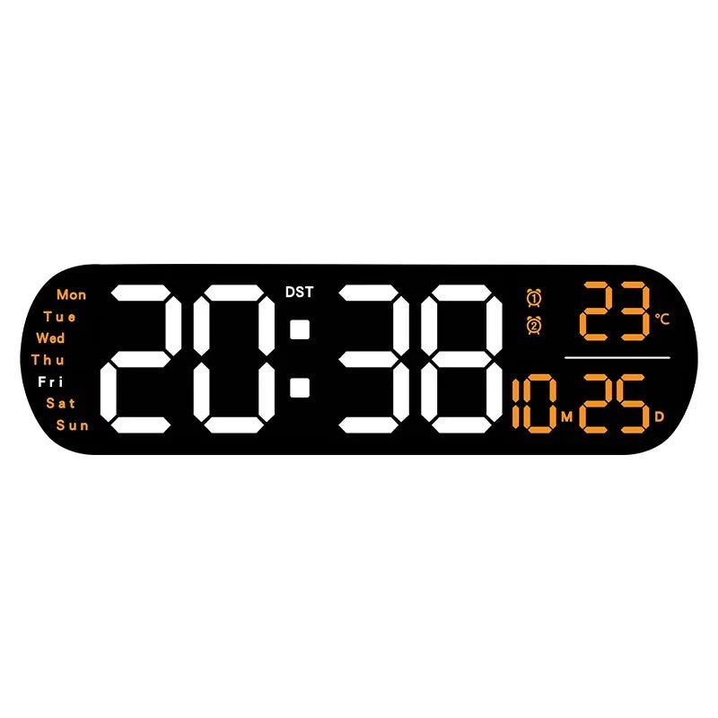 LED Digital Wall Clock With Remote Control Ambient Lights Time Date Temperature Display Alarm Clocks For Home Living Room Decor