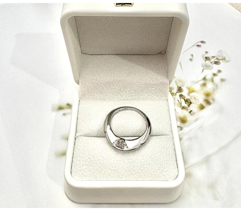Sola-Bling 100% Pass Diamond Tester Moissanite Ring 925 Sterling Silver Rings For Women Sparkling Wedding Eternity Jewelry