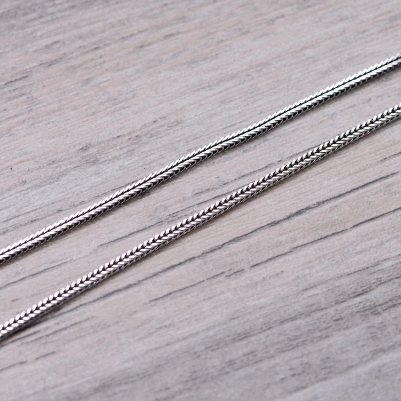 Pure Silver Jewelry Wholesale S925 Pure Silver Fox Tail Sweater Chain For Men And Women Vintage Style Thick Chain 3.0mm Necklace