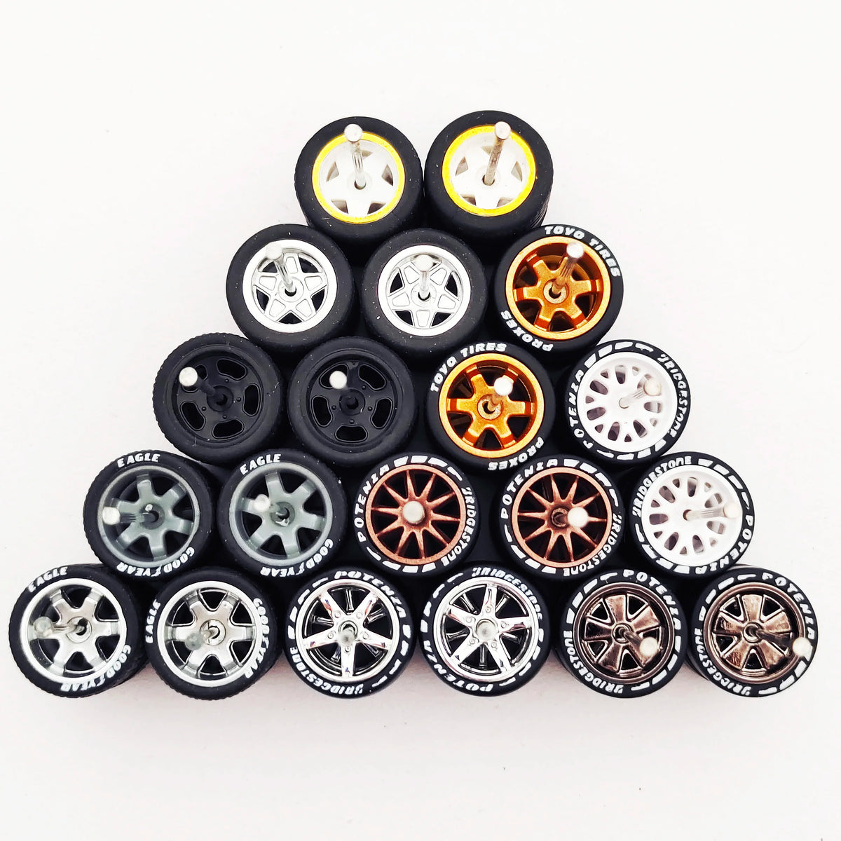 10 Sets 11/12/13/14/17mm 1/64 Alloy Car Wheels Rubber Tires W Axle for HW/Matchbox/Domeka/Evo 1:64 Car Model SUV Off Road Truck