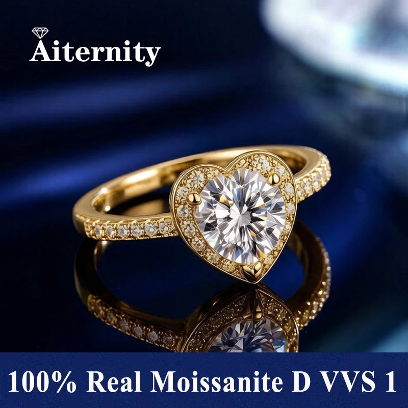 100% Real Moissanite Ring D VVS1 Pass Diamond Test Pen Adjustable Size S925 Sliver GRA Certificate Wedding Rings for Women