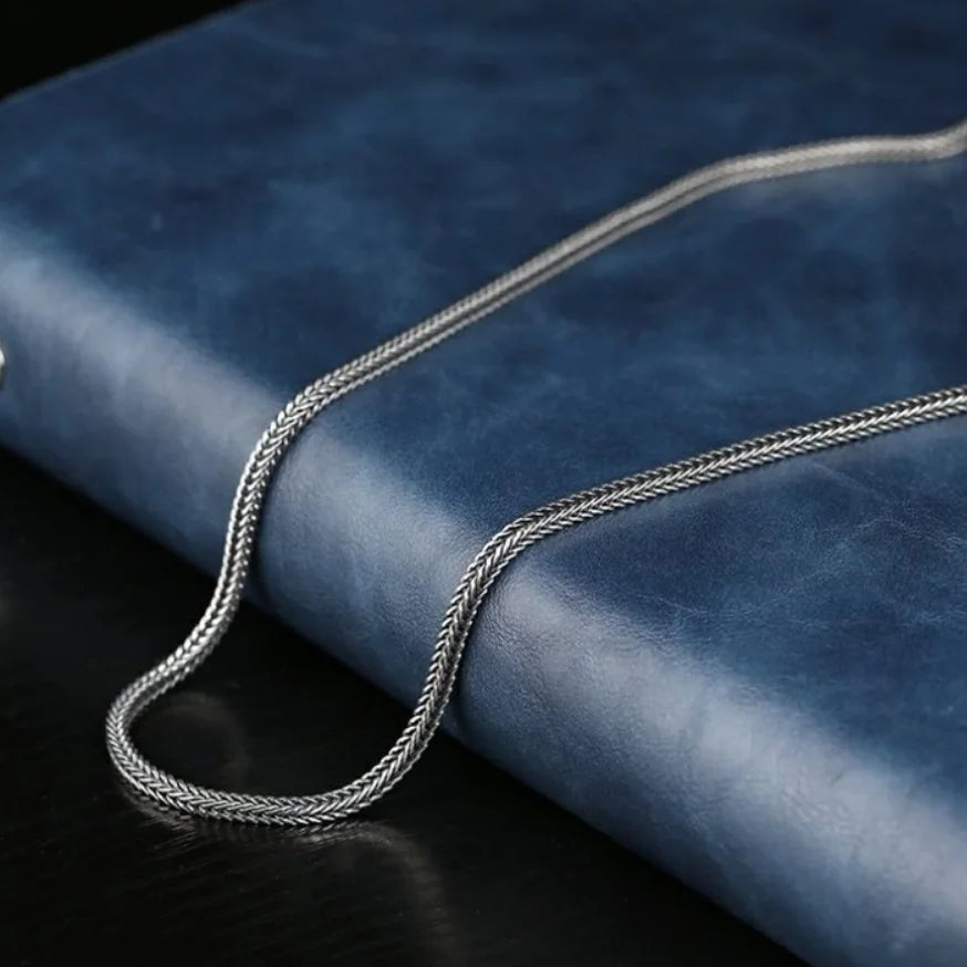 S925 pure silver Fox Tail Sweater Chain For Men And Women Retro Style Bracelet With Thick 3mm Woven Vhain