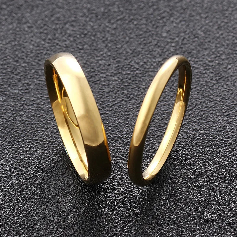 High quality titanium steel plated 18K gold ring couple ring Europe and the United States men and women 2mm4mm6mm8mm simple ring