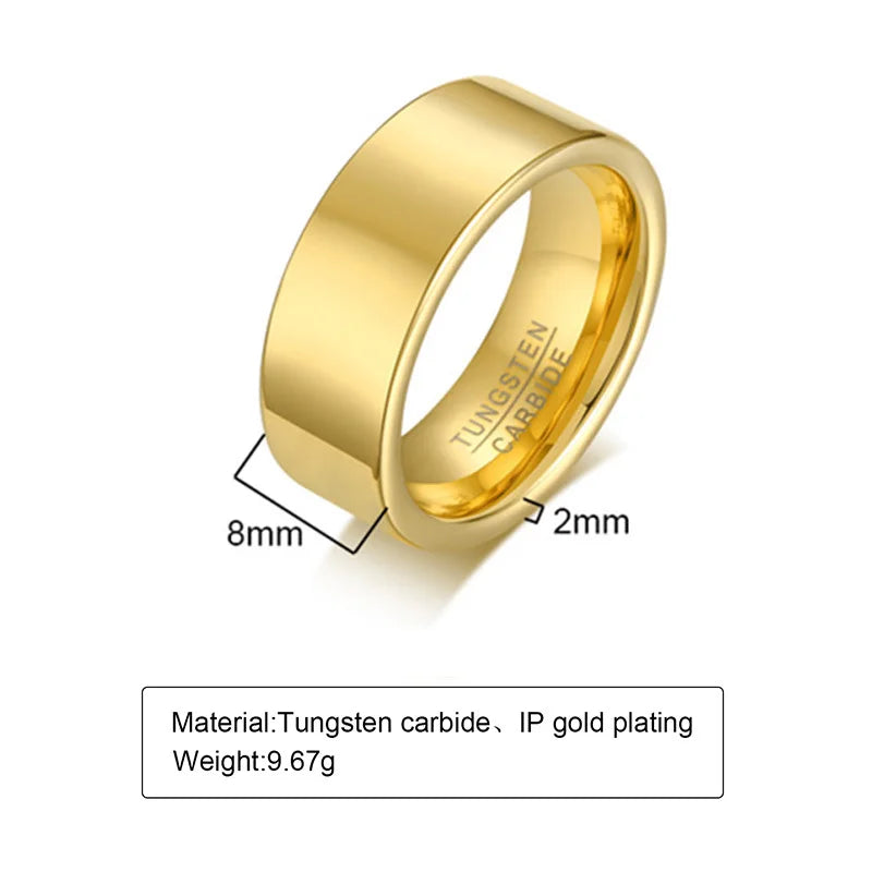 Vnox 2/4/6/8mm Tungten Ring for Men Women, Baisc Simple Gold Color Wedding Band, Anti Scratch Minimalist Ring