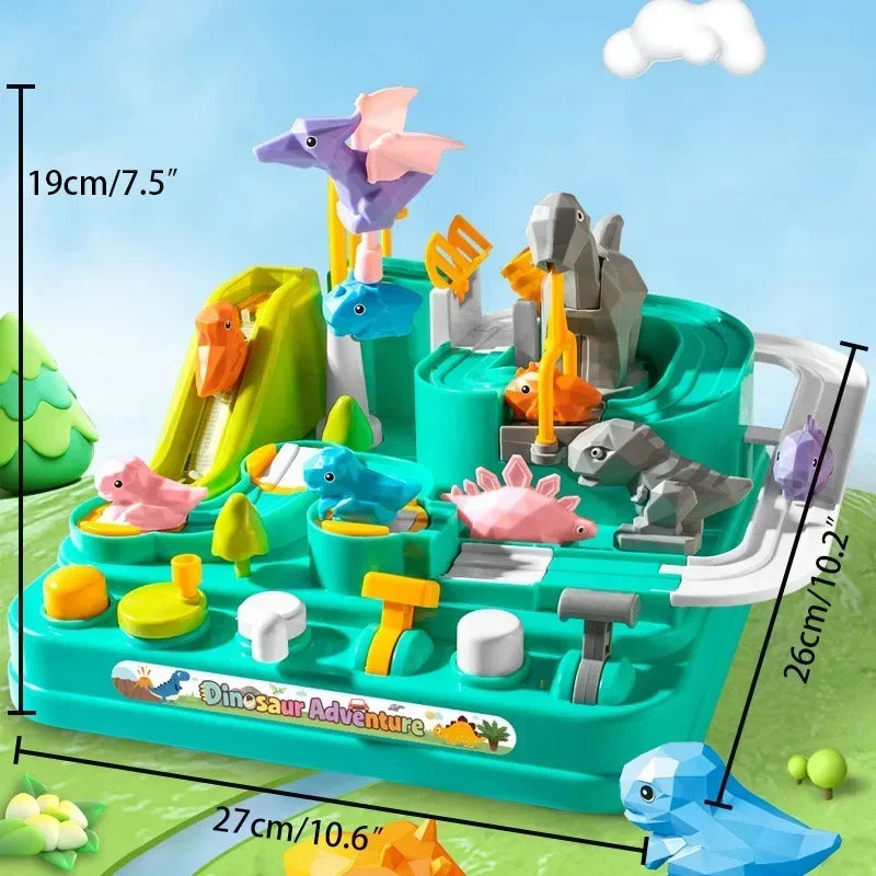 Dinosaur Racing Track Game Set with 2/5 Dino Sliding Cars Toy for Toddlers with Light & Music Birthday Gifts for Boys Girls Kids