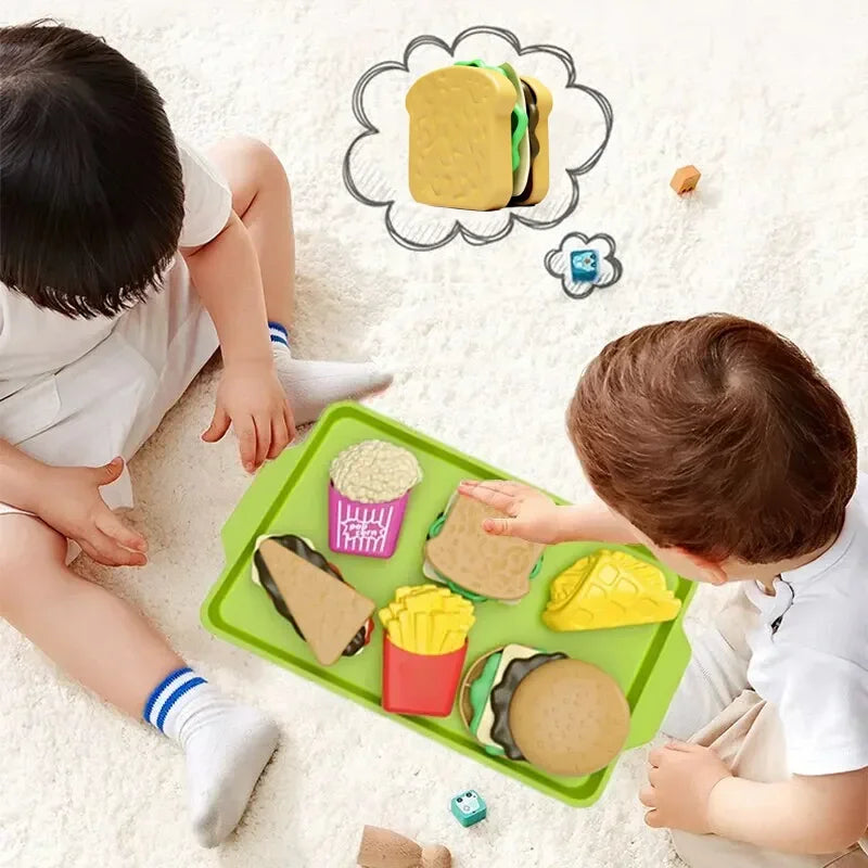 Kids Mini Kitchen Toy Detachable Snack Hamburger Cookie Miniature Accessories Plastic Pretend Toy Play House Food Sets Gift Boys