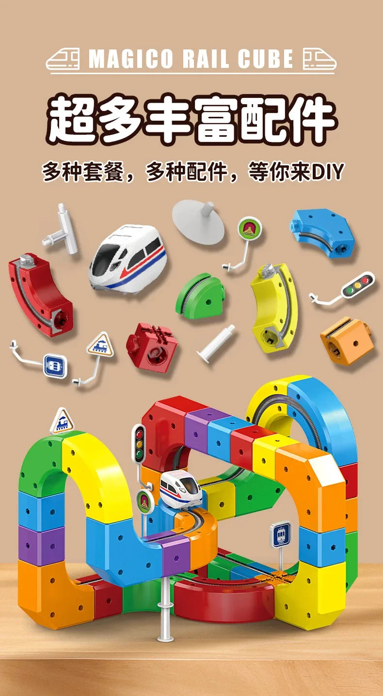 Electric Magnetic Track Set with Anti-Gravity Vehicles 100+ Piece STEM Building Toy Creative DIY Railway Model Gift For Kids