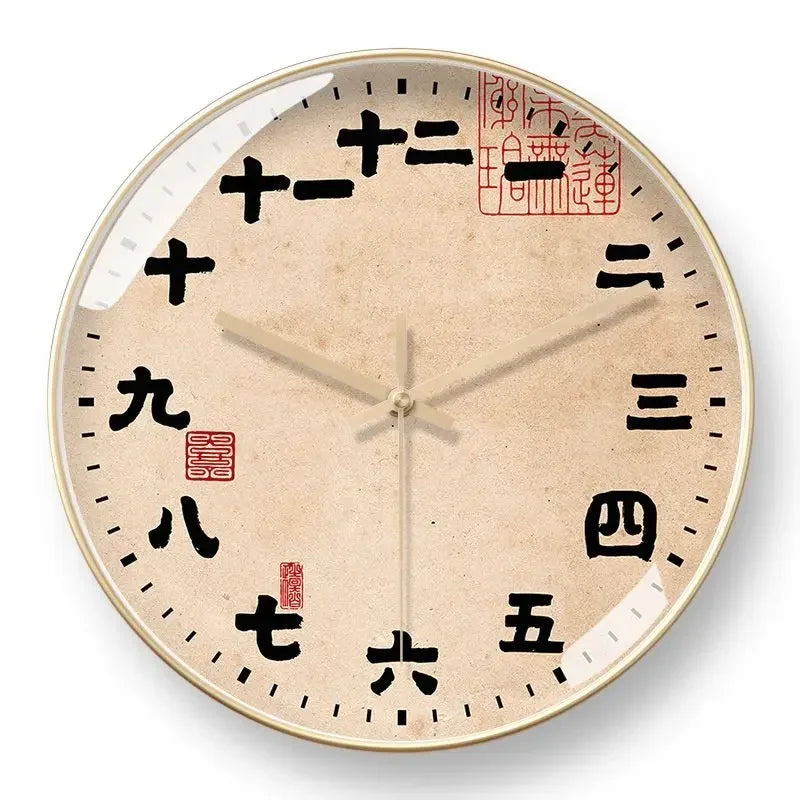 Personality Art Wall Clock Classical Retro Teahouse Study House Creative Decoration Chinese Household Decorative Mute Wall Clock