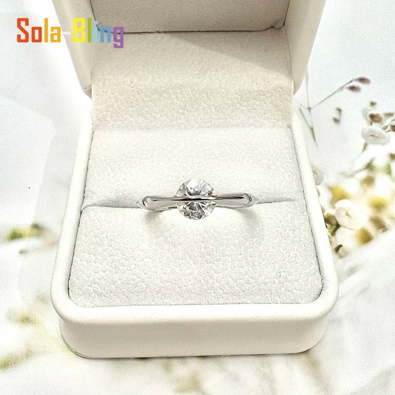 Sola-Bling 100% Pass Diamond Tester Moissanite Ring 925 Sterling Silver Rings For Women Sparkling Wedding Eternity Jewelry