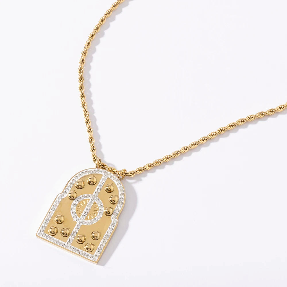 2025 Vintage Simple Colored Heart Tarot Pendant Necklace Fashionable Geometric Jewelry Anniversary stainless steel for Women