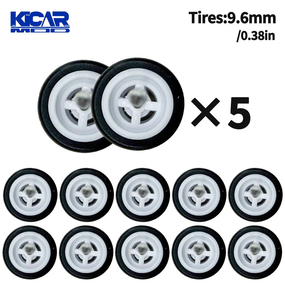 1/64 Model Q Car Wheels with Detachable Slicks Rubber Tires for Toy Model Diecast Cars Refiting Parts for MINIGT  (5 Cars)