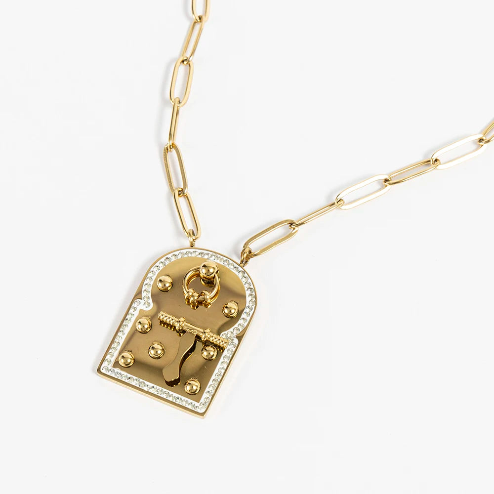 2025 Vintage Simple Colored Heart Tarot Pendant Necklace Fashionable Geometric Jewelry Anniversary stainless steel for Women