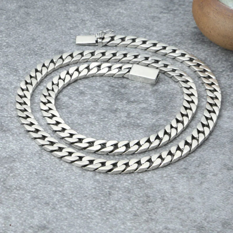 100% S925 Sterling Silver Necklace 7MM 8MM 10MM Punk 925 Silver Chains Original Certified Jewelry Gifts