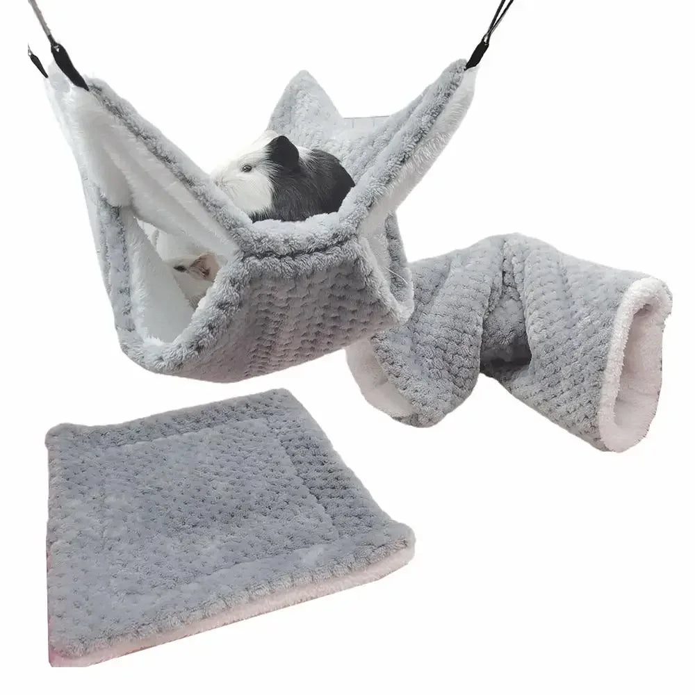 Hamster Nest Winter Bed House Shed Hanging Hammock Cage Tunnel Plush Hideaway for Hamster Guinea Pigs Sugar Small Pe H8z6