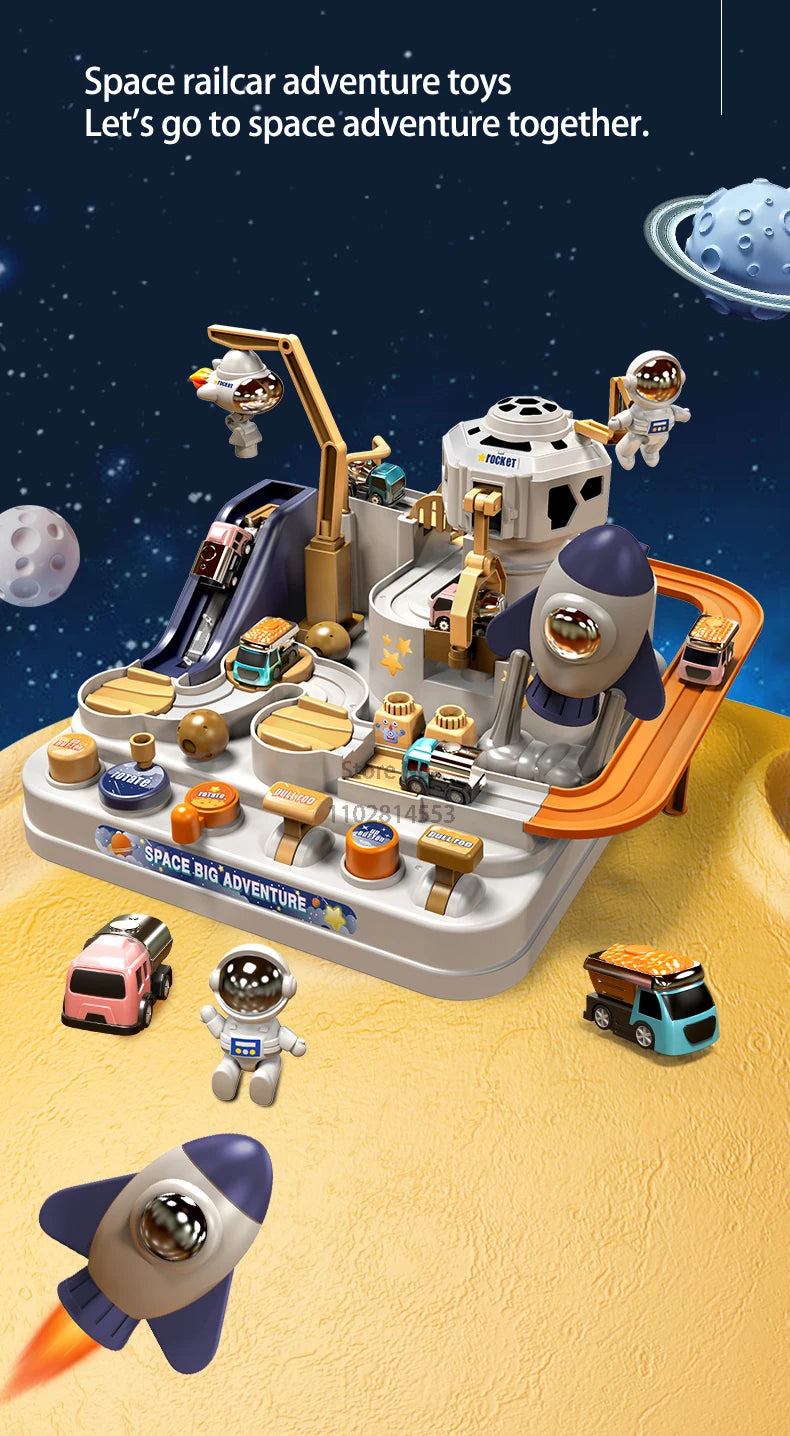 Racing Rail Car Model Space Aerospace Animals Educational Toys Children Train Track Adventure Brain Mechanical Interactive Game