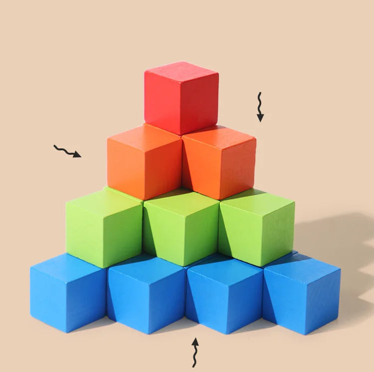 50/100pcs Colorful Cubes Wooden Building Blocks Stacking Up Square Wood Toy Baby Shape Color Learning Toys for Children