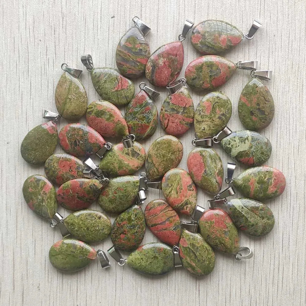 Wholesale 50pcs/lot 2023 trendy hot sell natural stone water drop shape pendants  charms for Necklaces making Fast shipping