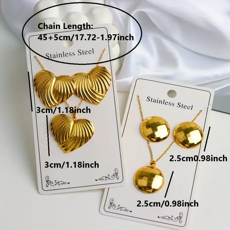 5/8/10Set/Lot Fashion Stainless Steel Earrings and Necklace Set For Women Mix Style Simple Flowers Heart Geometric Jewelry Party