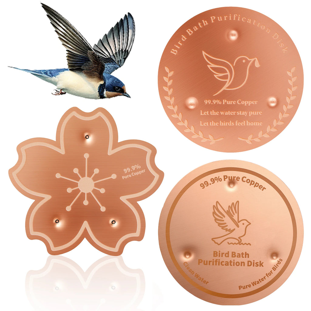 2/3Pcs Copper Bird Bath Purification Disk Garden Outdoor Feeder Tray Cleaner Bird Bath Water Fountain Fishpond Lawn