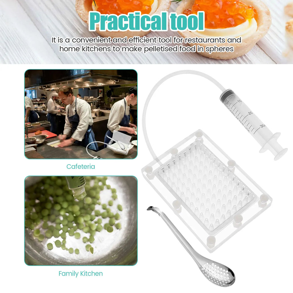 Caviar Spherification Tool Transparent Molecular Gastronomy Kit with Spoon Spherification Dropper Creative Kitchen Accessories