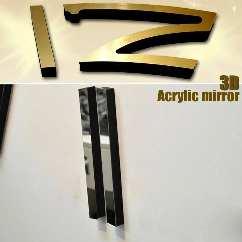 Fashion 3D Big Size Wall Clock Mirror Sticker DIY Brief Living Room Decor Meeting Room Wall Clock