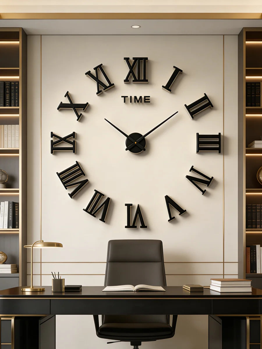 2D/3D Large Roman Numeral Acrylic Mirror Wall Clock Sticker Fashion DIY Quartz Clocks Watch Home Decoration Living Room Stickers