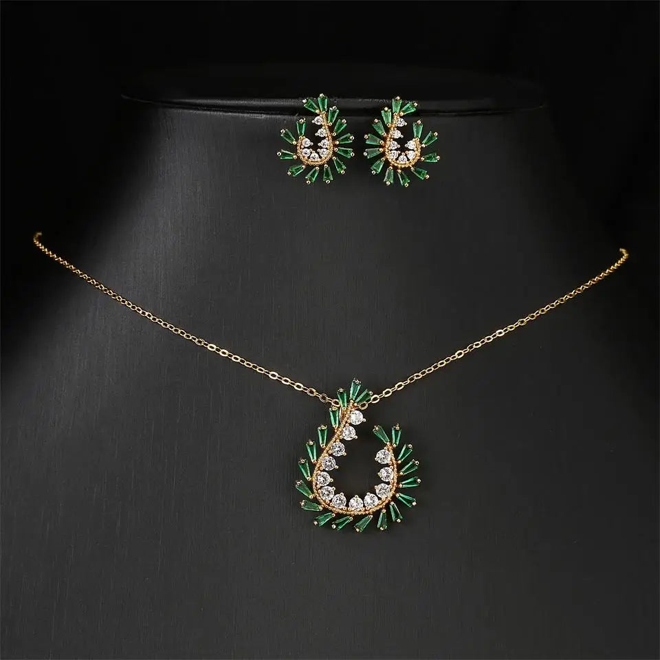 ZAKOL Luxury Retro Micro-set Zircon Women's Necklace Earrings Two-piece Set Temperament Elegant Charm Wedding Party Jewelry Sets