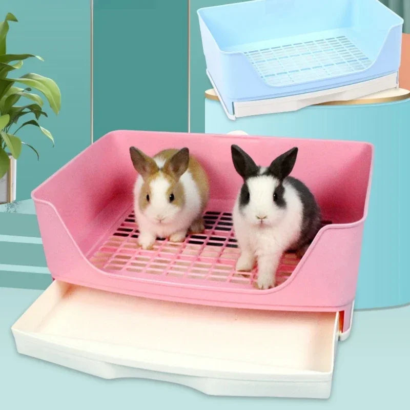 Large Bunny Toilet with Drawer - Rabbit Litter Box, Pet Bedpan for Adult Hamster/Guinea Pig/Ferret/Bunny Grate Potty Pet Toilet