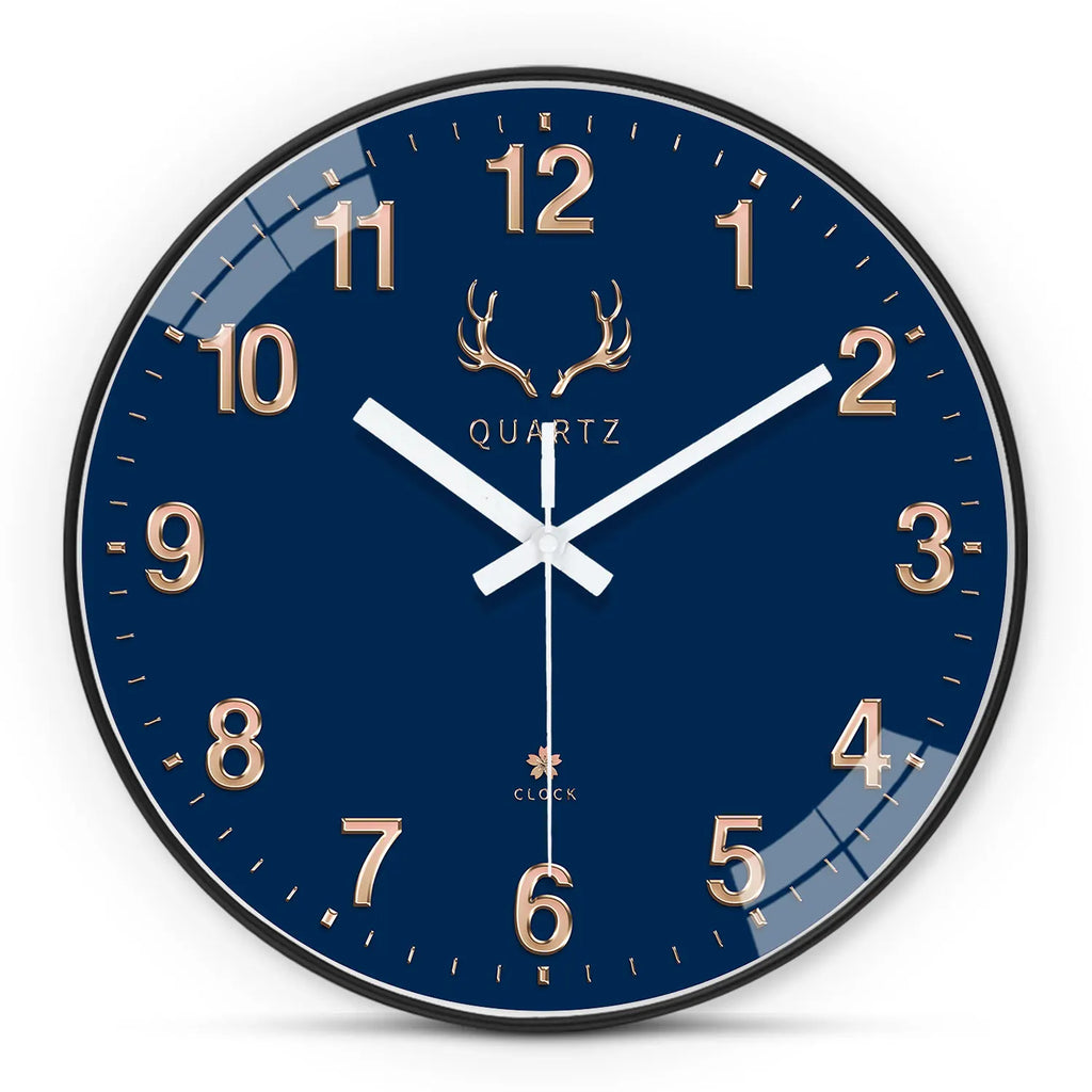 1 Dark Blue Plastic Wall Clock, 8-12inch Round Silent Non-Ticking Landscape Painting Themed Wall Clock, Aa Battery Powered, Suitable for Living Room, Study, Office, Bedroom, Ideal Gift for Mother, Gift for Friend, Valentine's