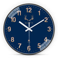 1 Dark Blue Plastic Wall Clock, 8-12inch Round Silent Non-Ticking Landscape Painting Themed Wall Clock, Aa Battery Powered, Suitable for Living Room, Study, Office, Bedroom, Ideal Gift for Mother, Gift for Friend, Valentine's