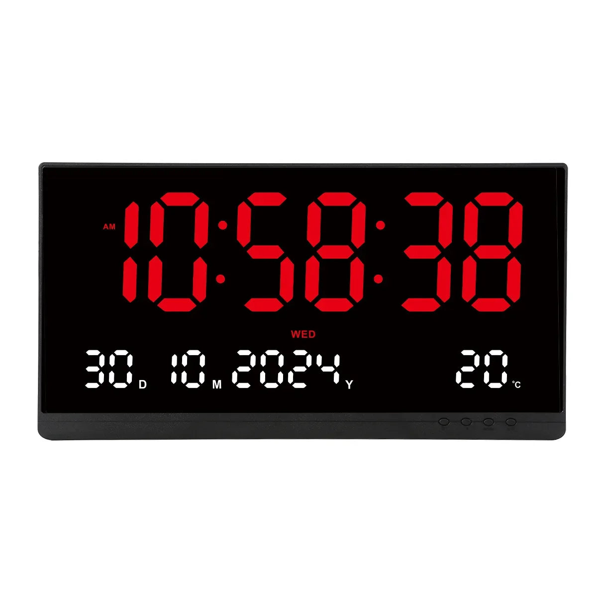 21 Inch Large Digital Wall Clock USB Powered Time Calendar 12/24H Time/Day/Month/Year/Temp Display Electronic LED Alarm Clock