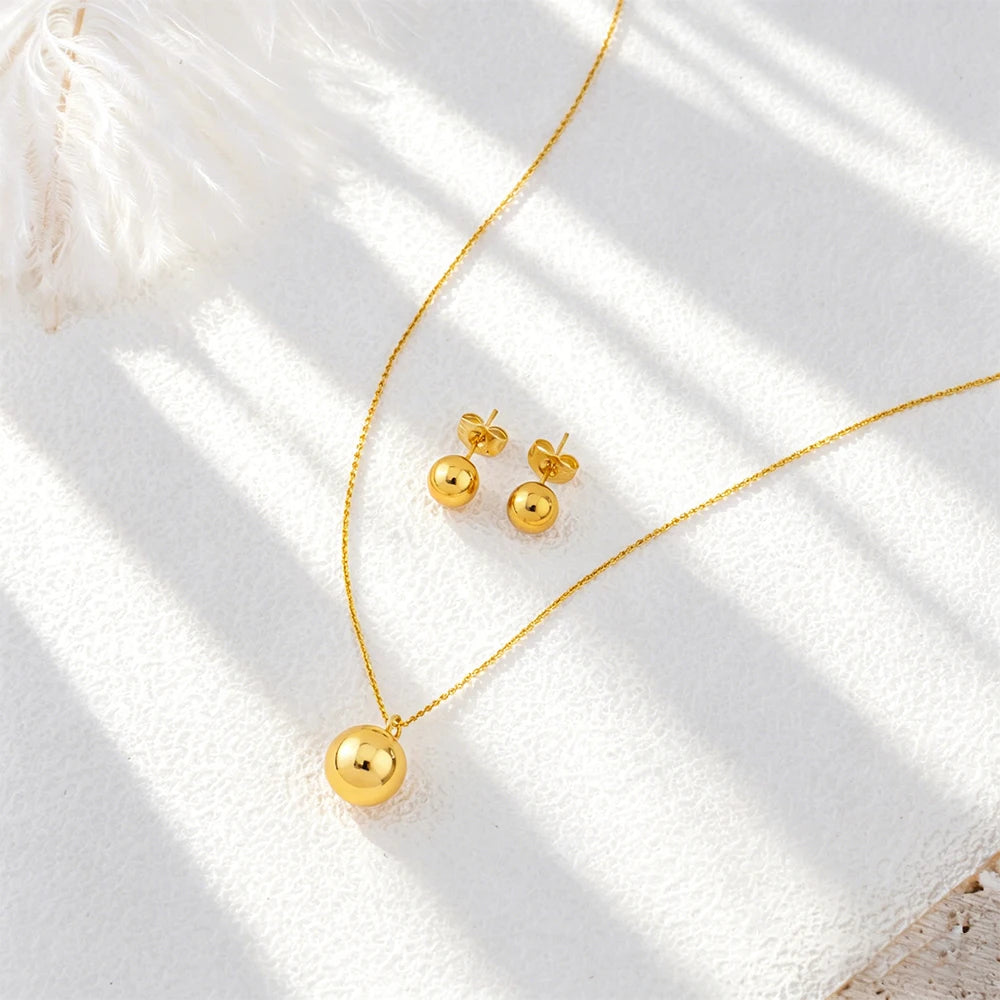 Italian  Gold Color Jewelry Set for Women Small Design Earrings and Necklace 2Pcs Set for Party Daily Wear Girls Gifts Jewelry