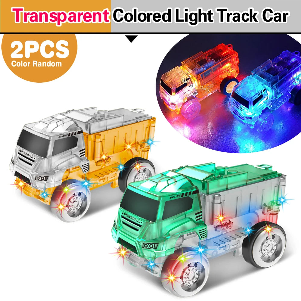 Tracks Cars Compatible Glow in the Dark LED Flashing Light Toy Cars Set for Most Race Tracks - Light up Cars for Kids