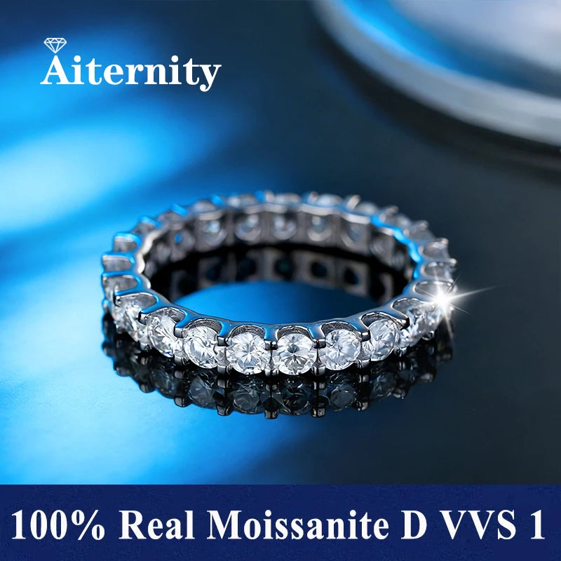 100% Pass Diamond Tester Pen Moissanite Female Single Tail Ring Matching Wedding Diamond Band for Women 925 Sterling Silver Ring