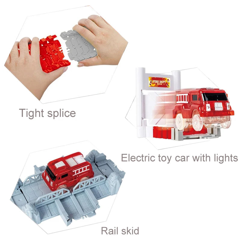 Kids electric track toy Fire Alarm Mini car set Puzzle Boy toy Track car Fire engine toy for children's birthday Christmas gifts