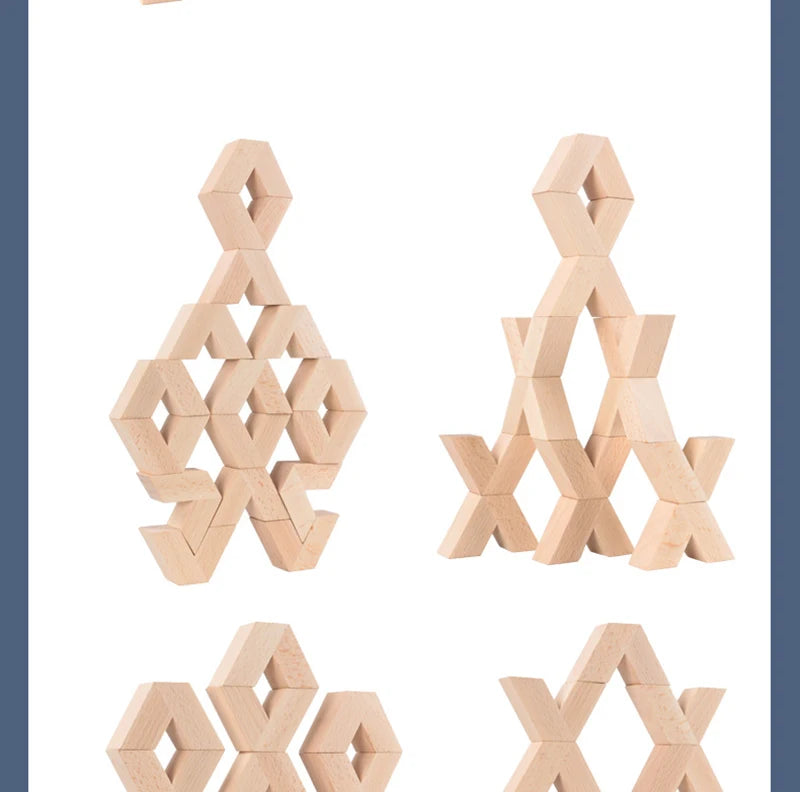 16pcs V Shape Natural Large Wooden 3D Building Blocks Toys Baby Unpaint Wooden Montessori Educational Stacking Blocks Toy Child