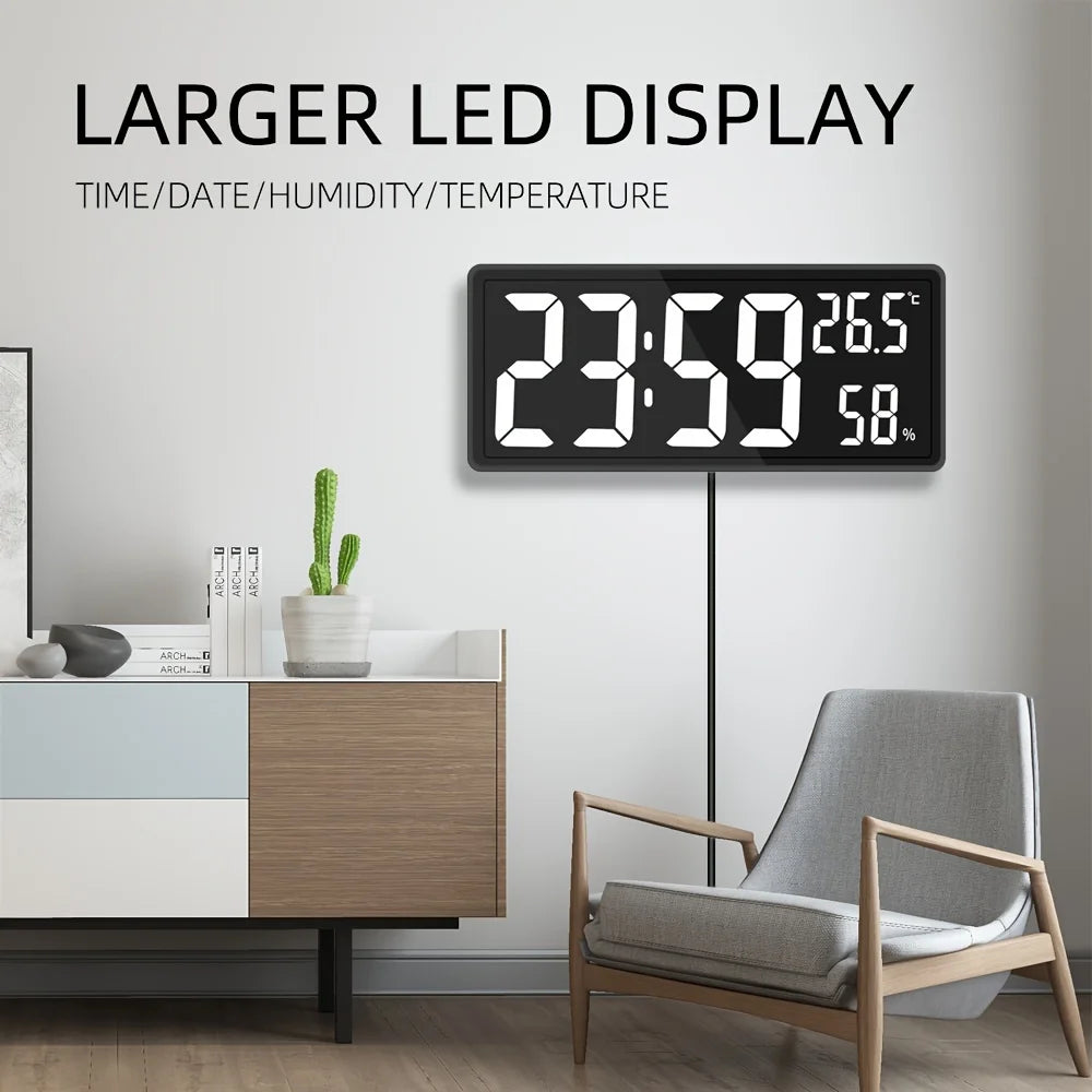 1PC Super Large Screen Wall Mount Clock, Hanging Stand Optional BIG BOWL Clock Living Room LED Digital Clock for Home Decor