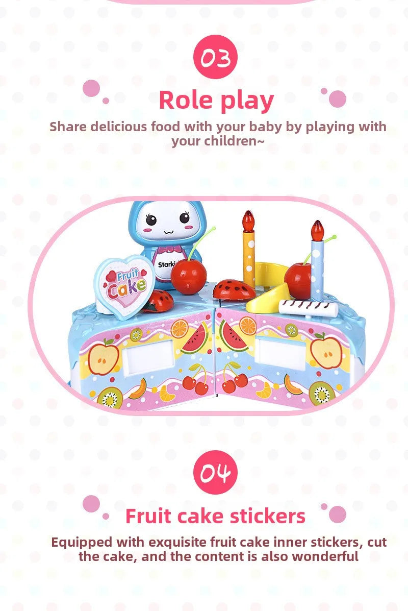 Children Pretend Cake Goodies Play Simulated Kitchen Toys Plastic Cutting Food Kids Toy Object Cognition Boys Girl Birthday Gift