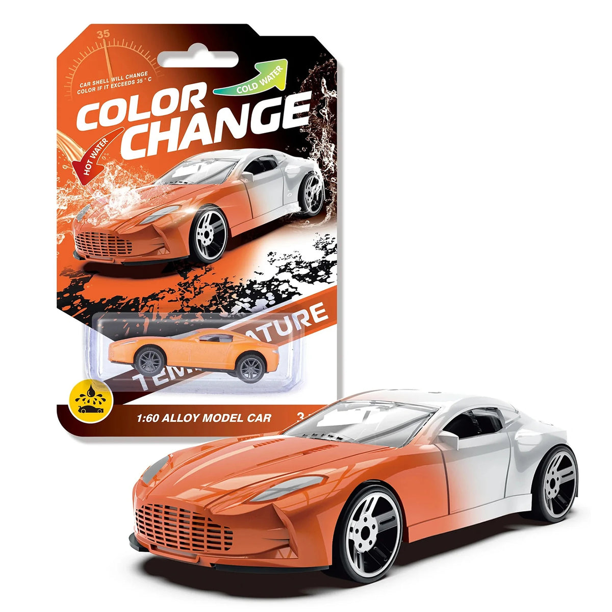 1:64 Alloy Racing Car Inertia Pull Back Toy with Temperature Sensitive Color Changing Magic Crash-Resistant Birthday Gift
