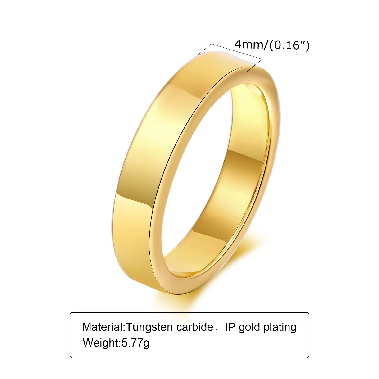 Vnox 2/4/6/8mm Tungten Ring for Men Women, Baisc Simple Gold Color Wedding Band, Anti Scratch Minimalist Ring
