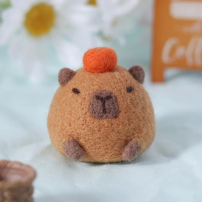 1PC Cute Animal Capybara Non-finish Wool Felting Material for DIY Doll Pendant Gifts Animal Handmade Arts Crafts Wool Felt  Kit