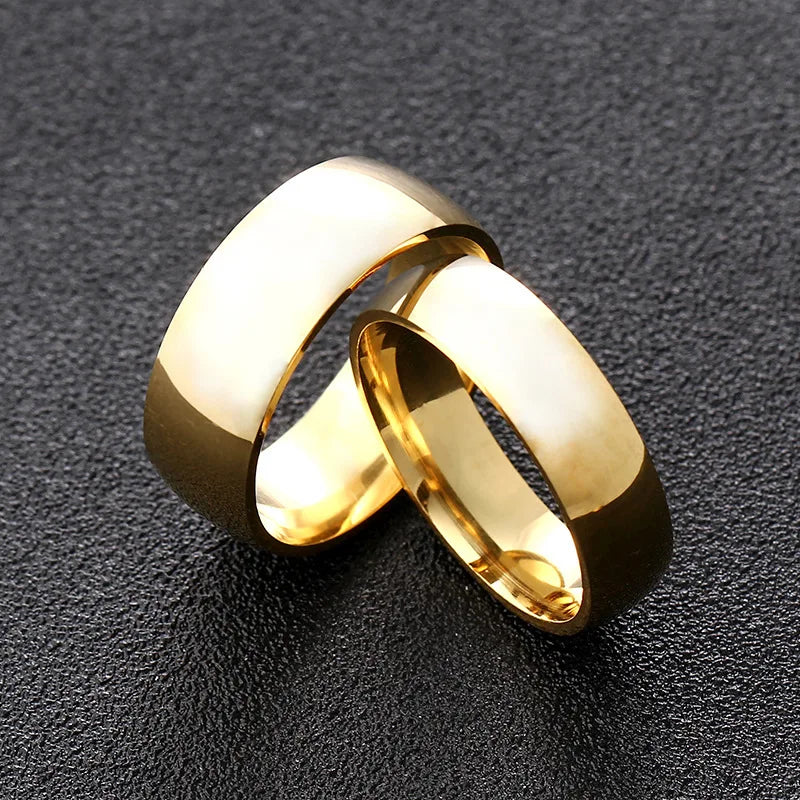 High quality titanium steel plated 18K gold ring couple ring Europe and the United States men and women 2mm4mm6mm8mm simple ring