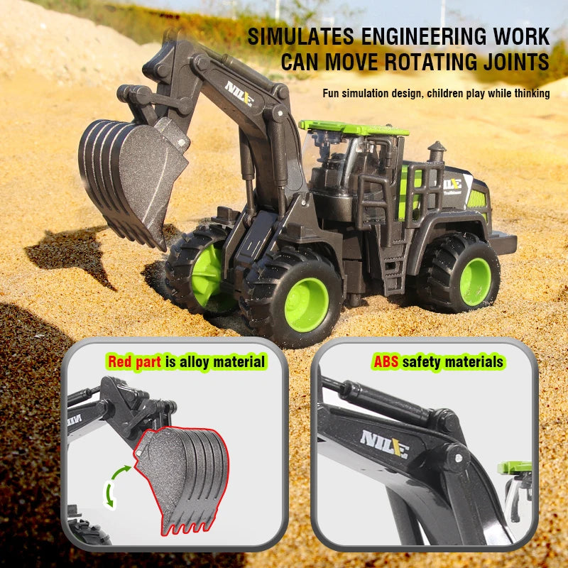 1/50 Diecast Alloy Inertia Engineering Vehicle Model Excavator Crane Forklift Road Roller Collectible Toy Gifts For Boys Kids