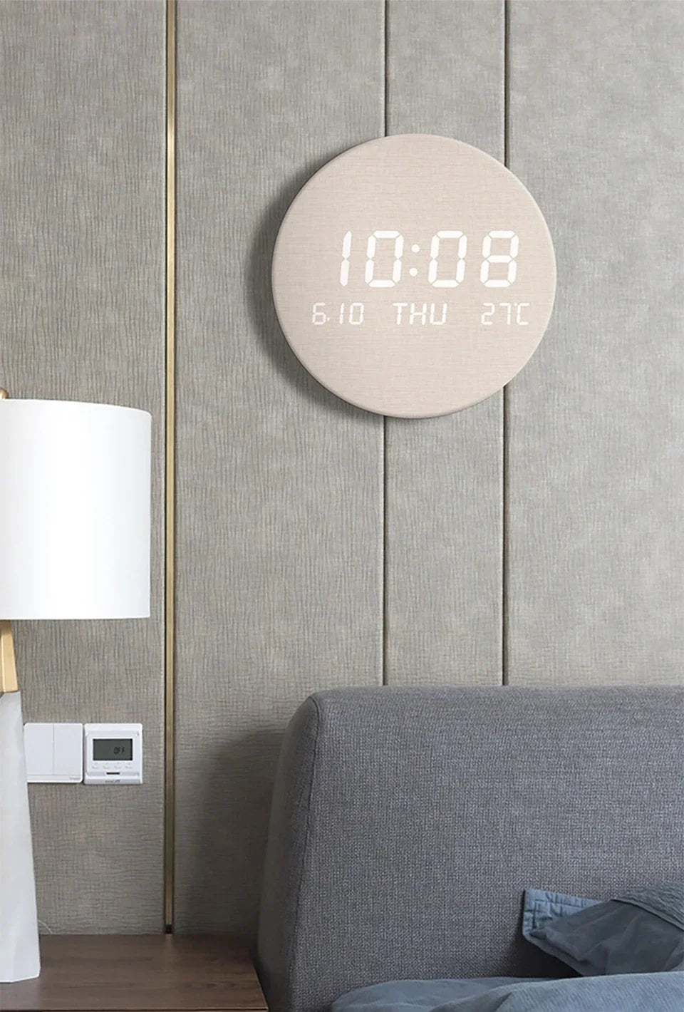 LED Digital Wall Clock Temperature Date Time Multi-function Display Living Room Home Bedroom Silent Clock Fashion Wall Clock