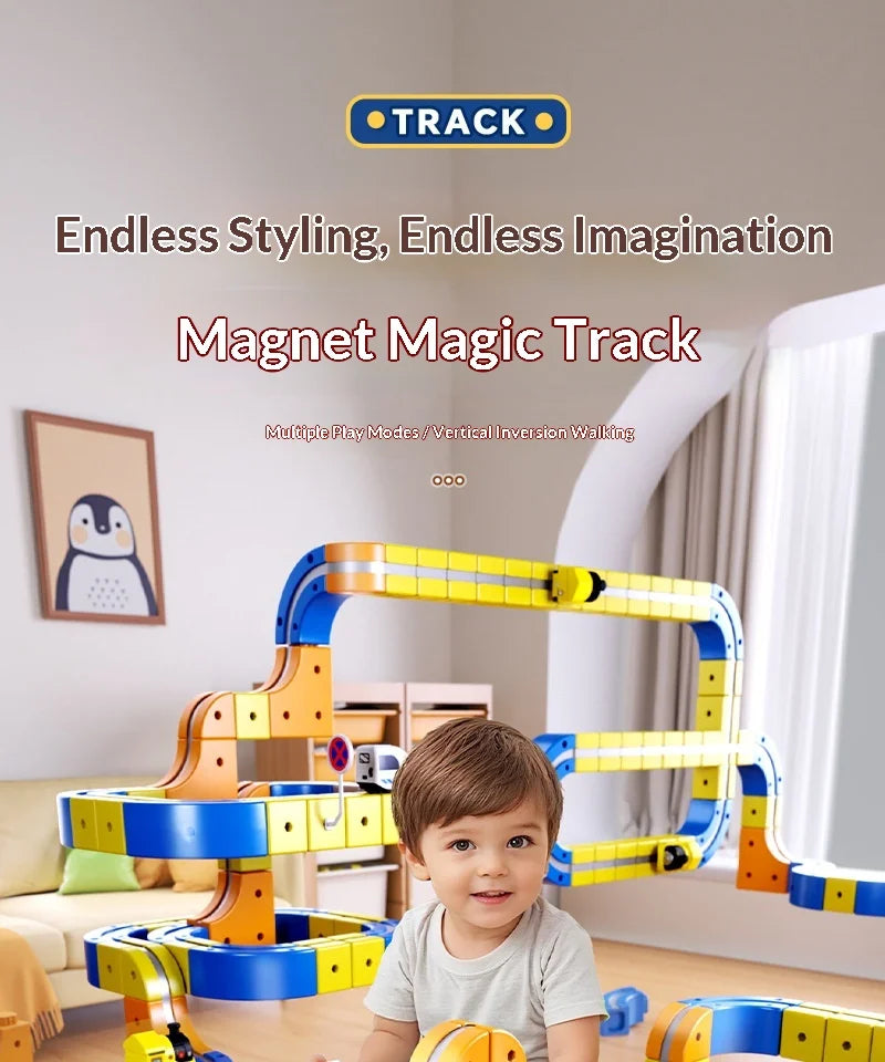 Educational Anti-Gravity Magnetic Building Blocks High-Speed Railway Toy Train Set Changeable Tracks Interactive Play Vehicle