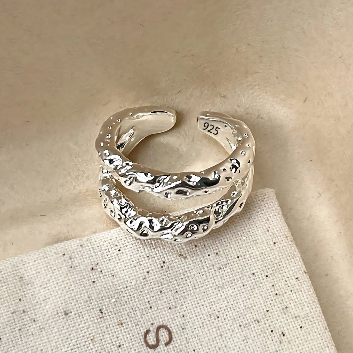 925 Sterling Silver Rings for Women Couple Minimalist Handmade Simple BIg Ring Party Jewelry Gift Prevent Allergy