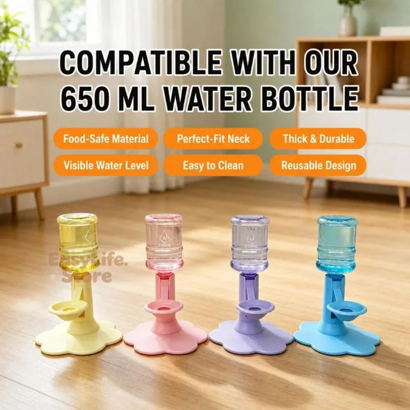 Automatic Cat Dog Water Dispenser No Electricity No Filter Adjustable Height Gravity Pet Water Fountain for Cats and Small Dogs
