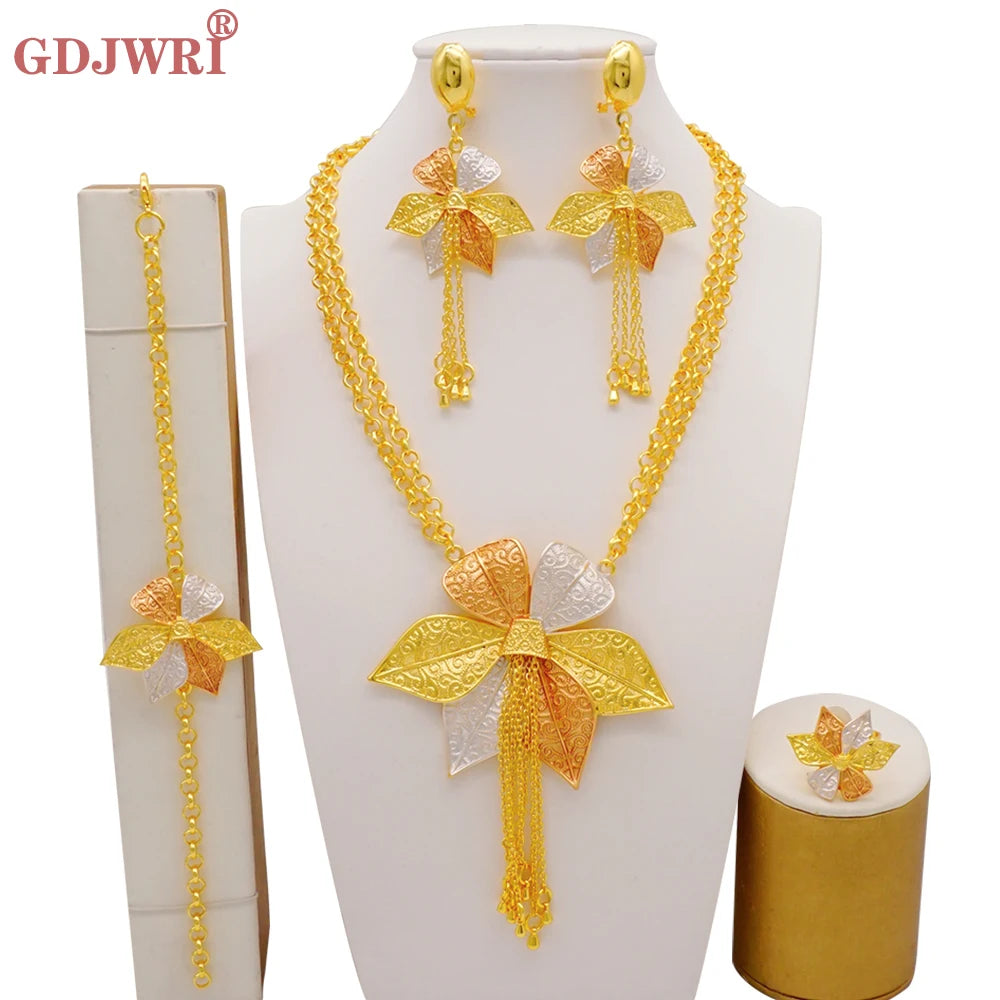 Ethiopian Fashion Women's Jewelry Set African Wedding Jewelry Set Necklace, Bracelet, Earrings, and Ring Set