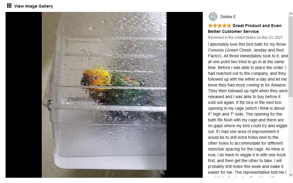 Colorday Large Fully Transparent Bird Bath for Cage, Parrot Shower for Birds Bathtub Swimming Pool Box Supplies Accessories