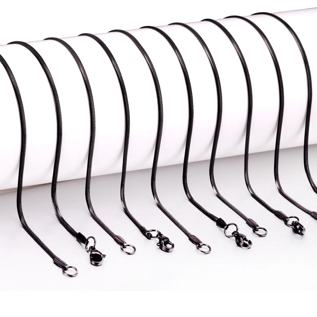 LUXUKISSKIDS 2mm 10pcs/Lots Factory Price 316L Flat Snake Necklace Chains Wholesale Stainless Steel Jewelry Waterpoof No Fade